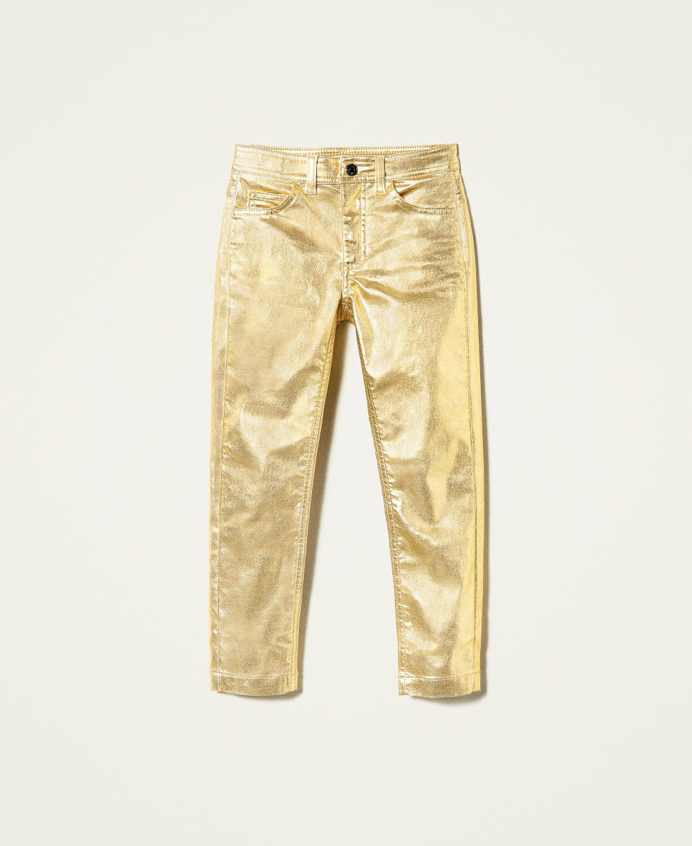 Gold skinny trousers sale