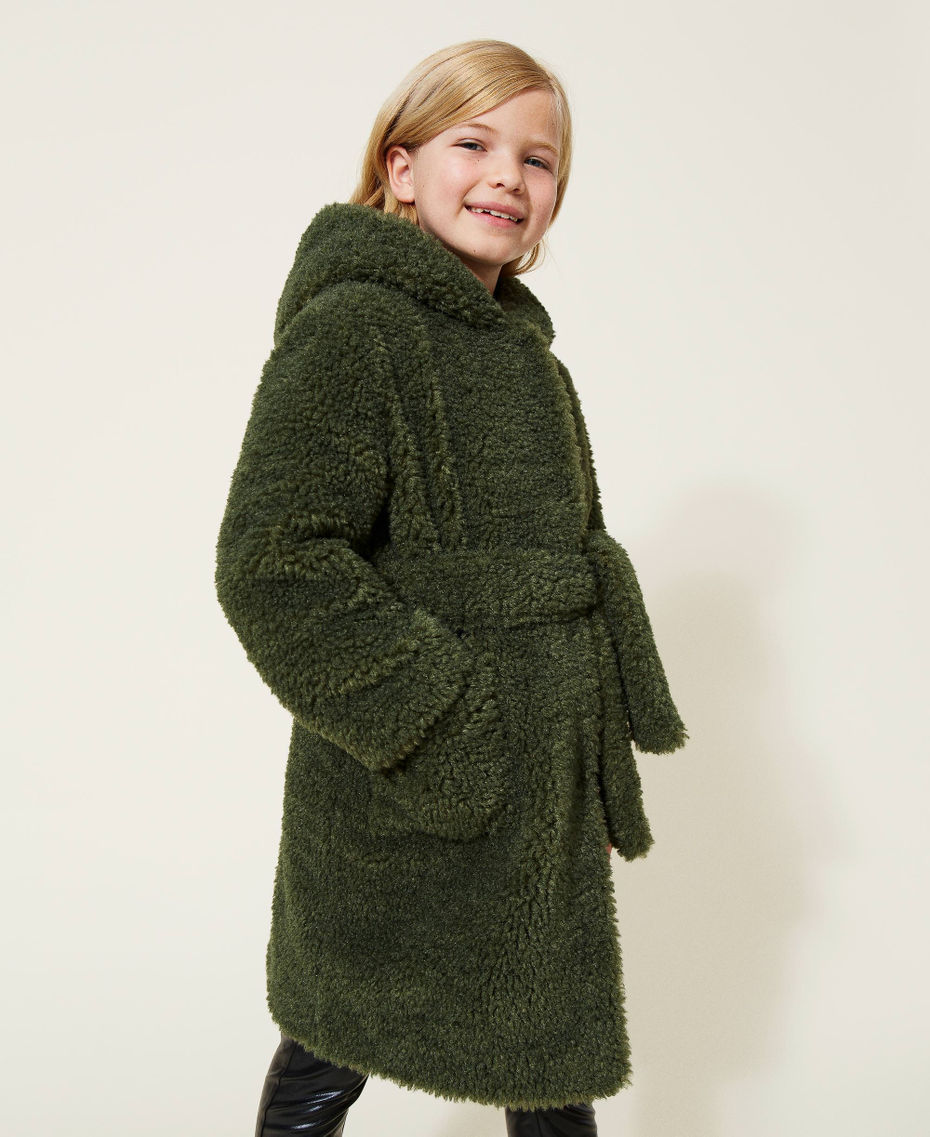 Faux fur long coat "Cypress" Green Girl 222GJ220A-03