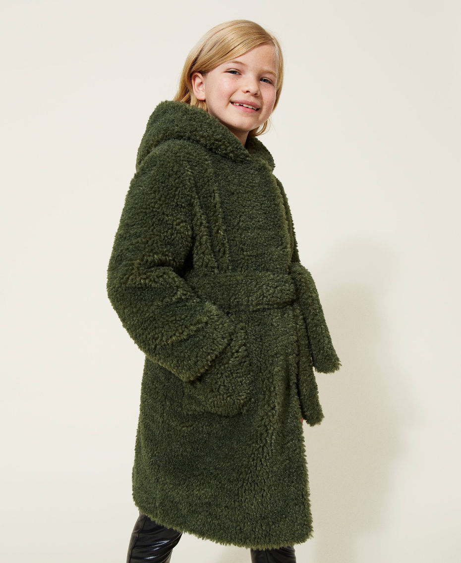 Faux fur long coat