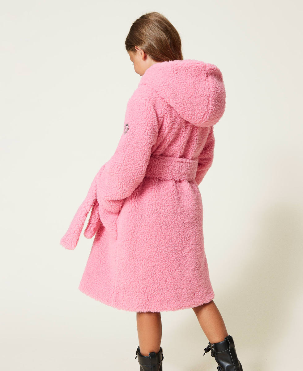 Faux fur long coat Girl, Pink | TWINSET Milano