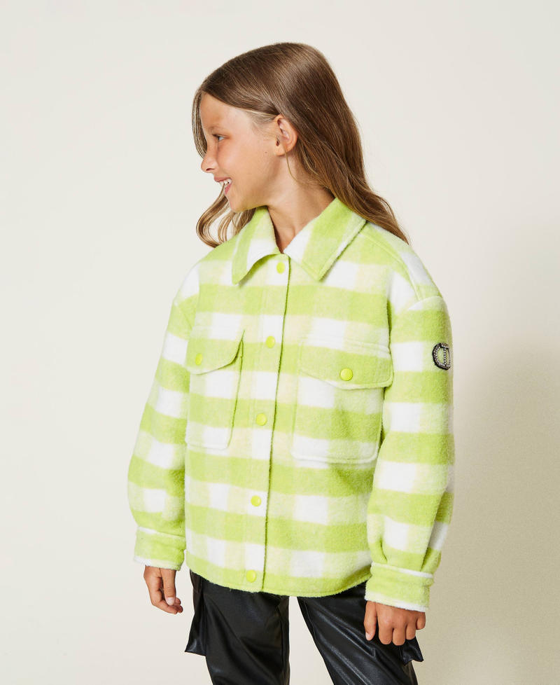 Жакет-рубашка в клетку Узор Клетка Зеленый "Киви-колада" Девочка 222GJ224A-01