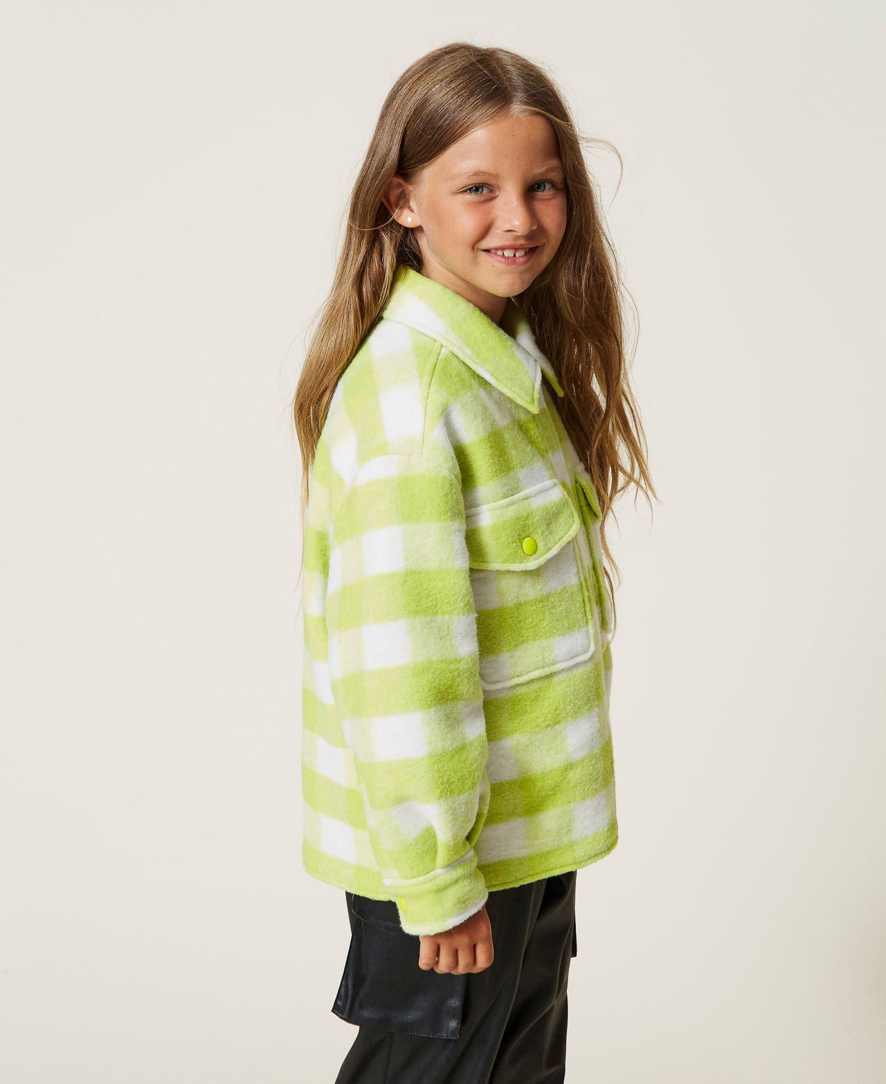 Overshirt check jacket "Kiwi Colada" Green Check Pattern Girl 222GJ224A-02