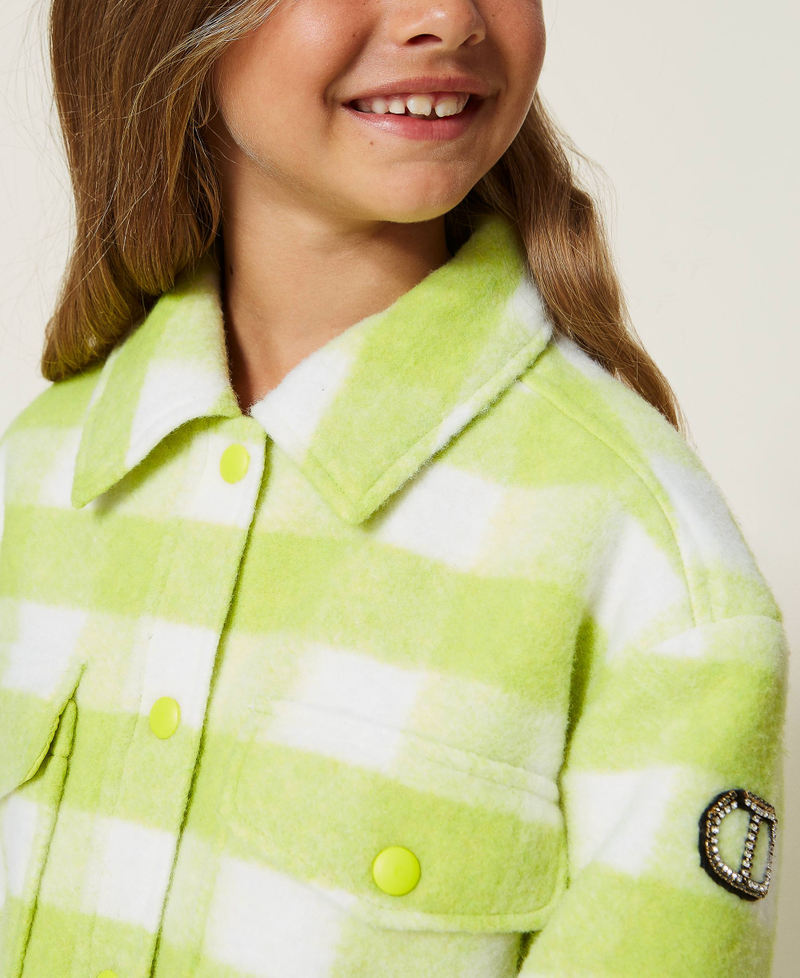 Жакет-рубашка в клетку Узор Клетка Зеленый "Киви-колада" Девочка 222GJ224A-05