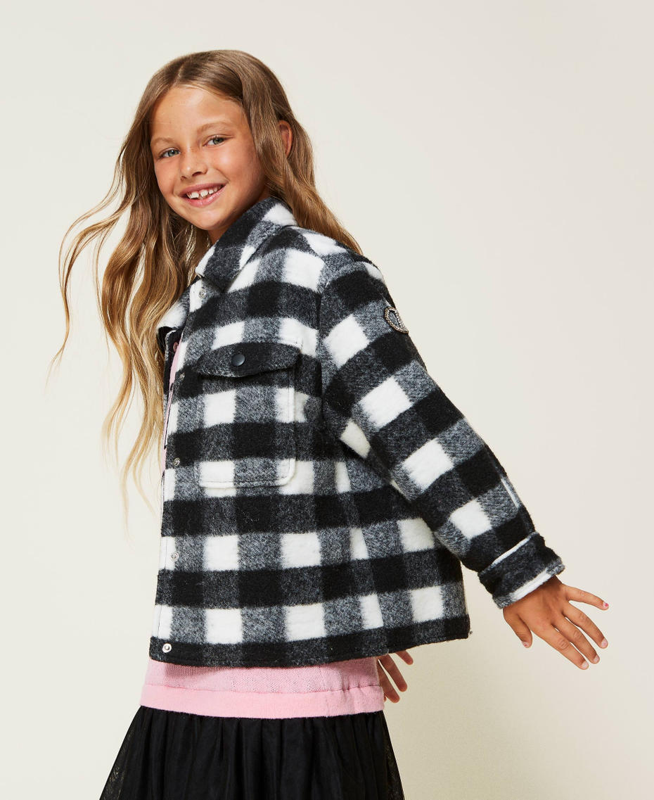 Hemdjacke mit Karomuster Karomuster Schwarz Mädchen 222GJ224A_10011_01