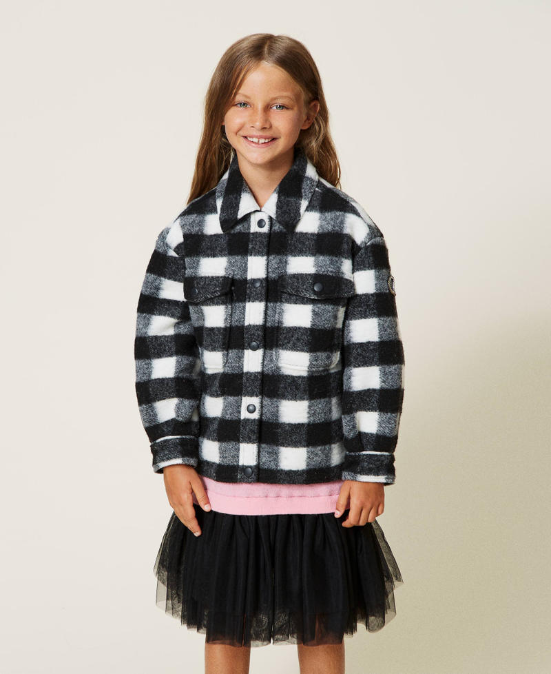 Hemdjacke mit Karomuster Karomuster Schwarz Mädchen 222GJ224A_10011_02