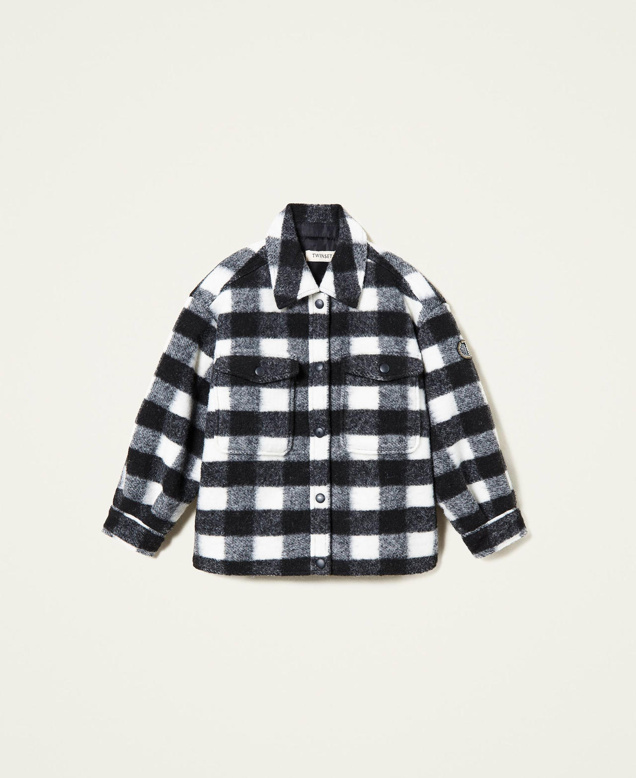 Hemdjacke mit Karomuster Karomuster Schwarz Mädchen 222GJ224A_10011_0S