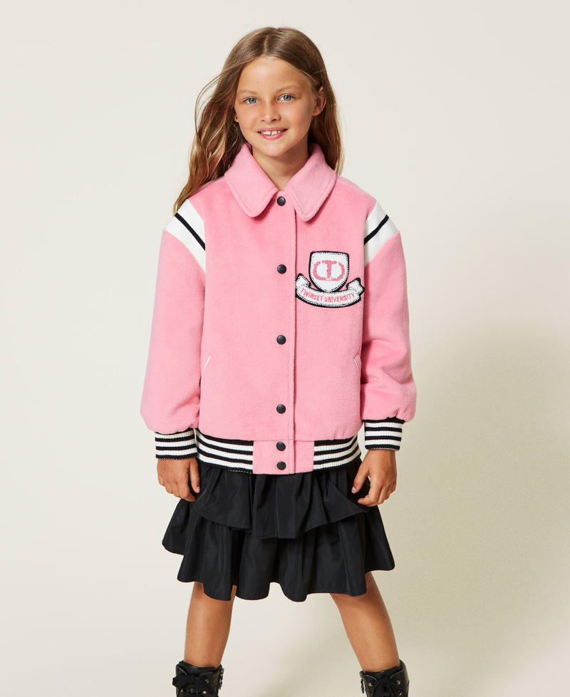 Velour wool cloth bomber jacket "Sunrise" Pink Girl 222GJ2250-01
