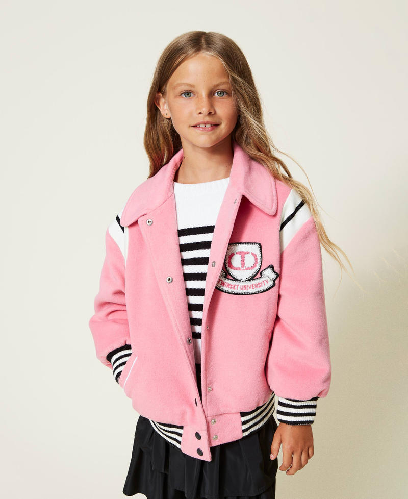 Velour wool cloth bomber jacket "Sunrise" Pink Girl 222GJ2250-05