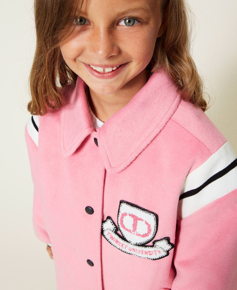 Velour wool cloth bomber jacket "Sunrise" Pink Girl 222GJ2250-06