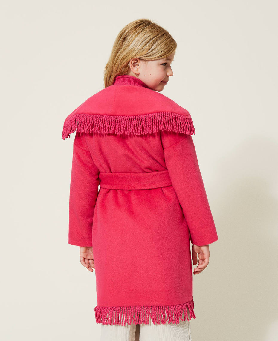 Cappotto in panno velour con frange