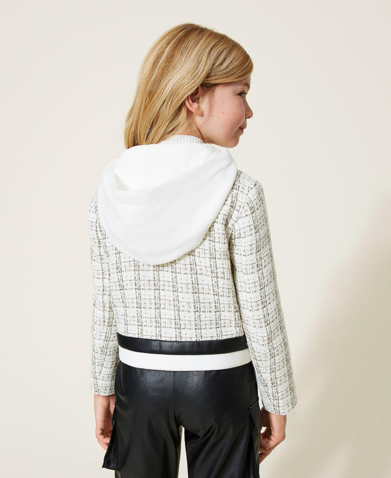 Giacca in tweed lurex con cappuccio