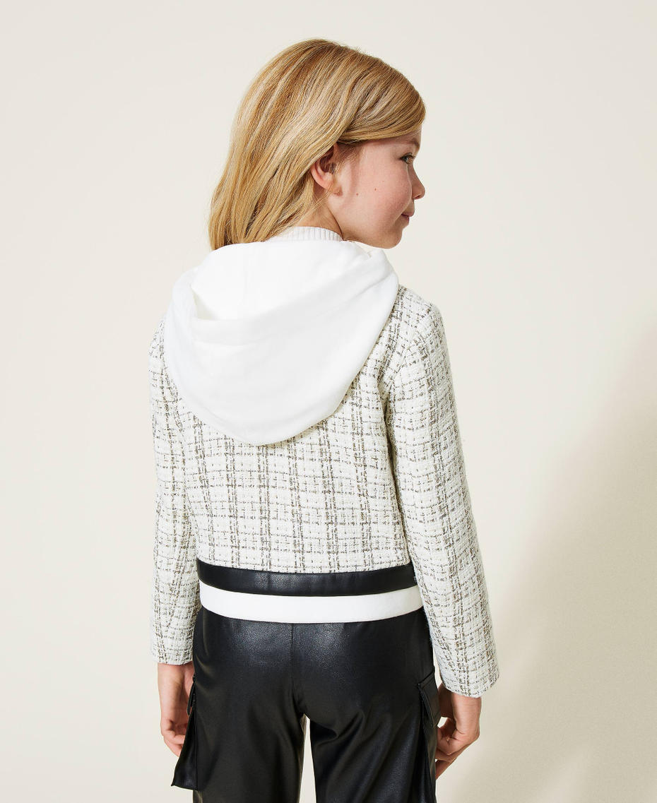 Giacca in tweed lurex con cappuccio