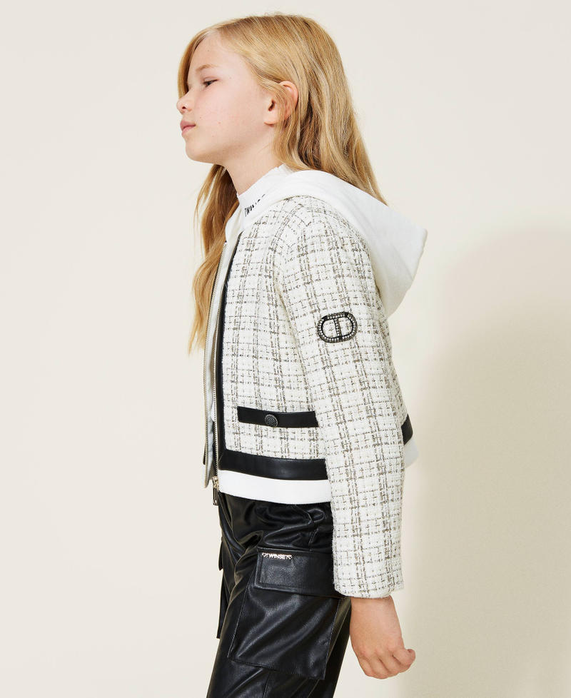 Giacca in tweed lurex con cappuccio