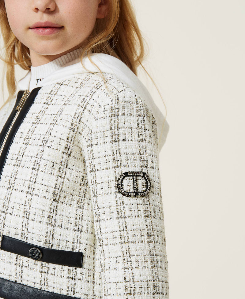 Giacca in tweed lurex con cappuccio