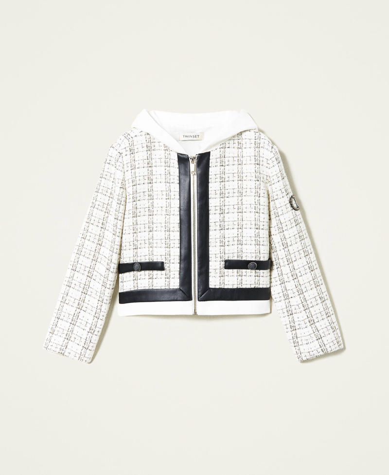 Giacca in tweed lurex con cappuccio