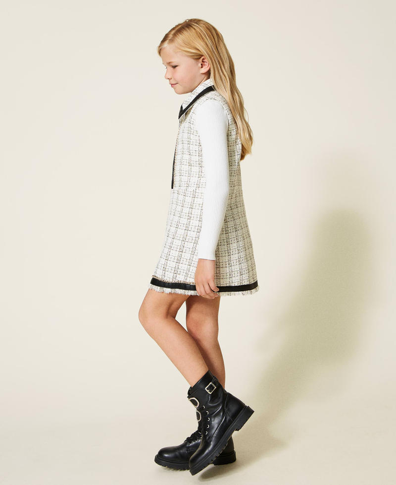 Lurex tweed short dress Girl, White | TWINSET Milano Lurex tweed short dress Girl, White | TWINSET Milano