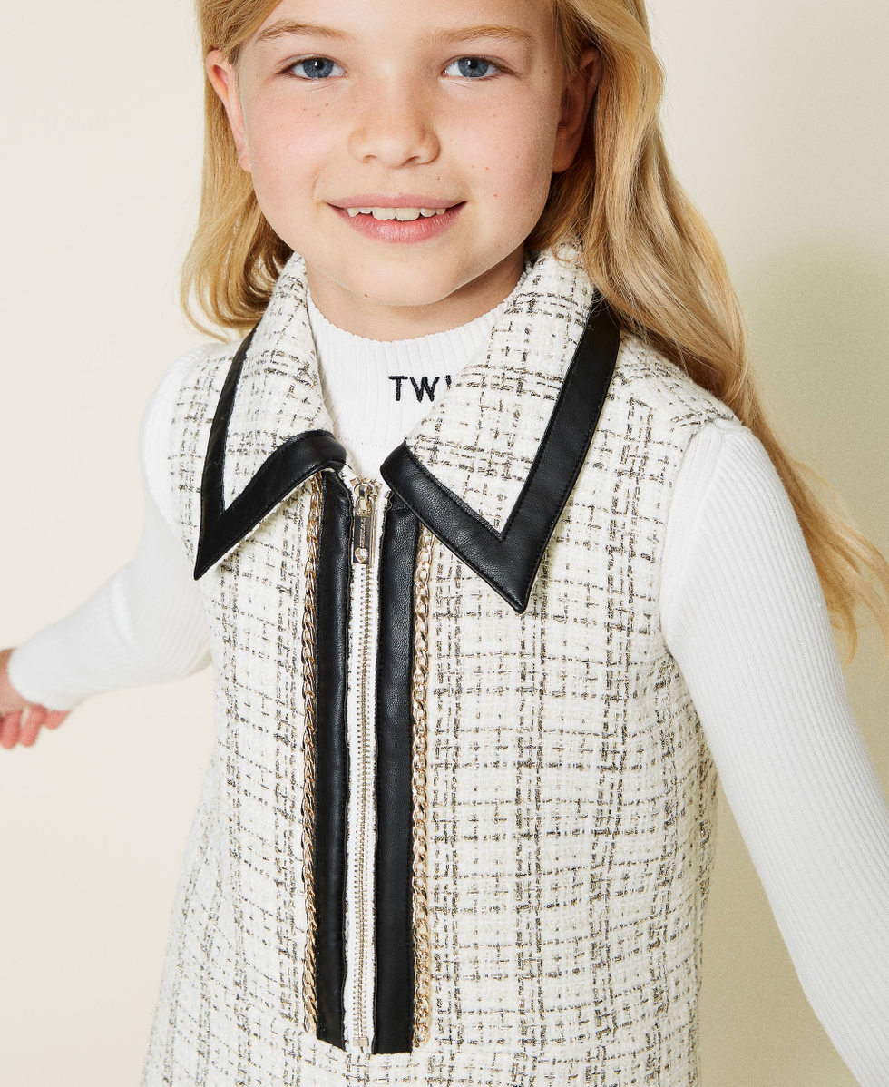 Lurex tweed short dress Girl, White | TWINSET Milano Lurex tweed short dress Girl, White | TWINSET Milano