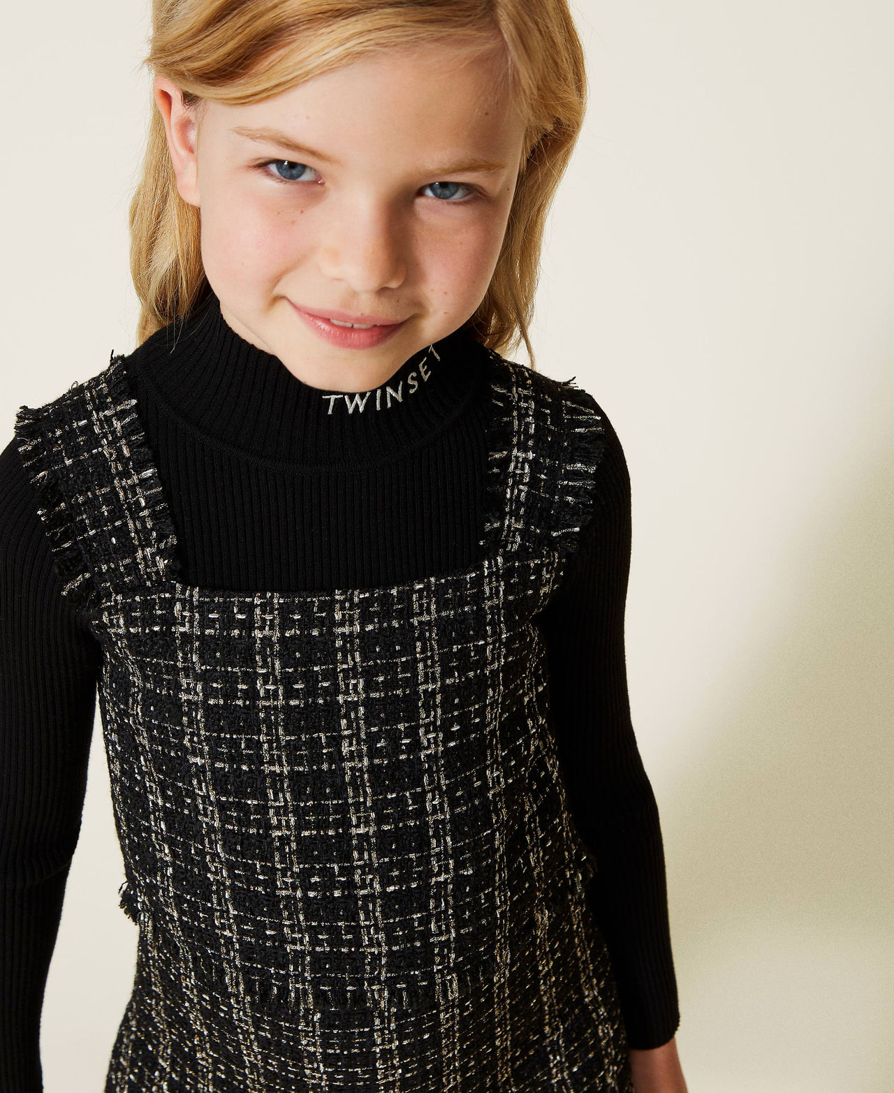 Lurex tweed top Girl, Black | TWINSET Milano