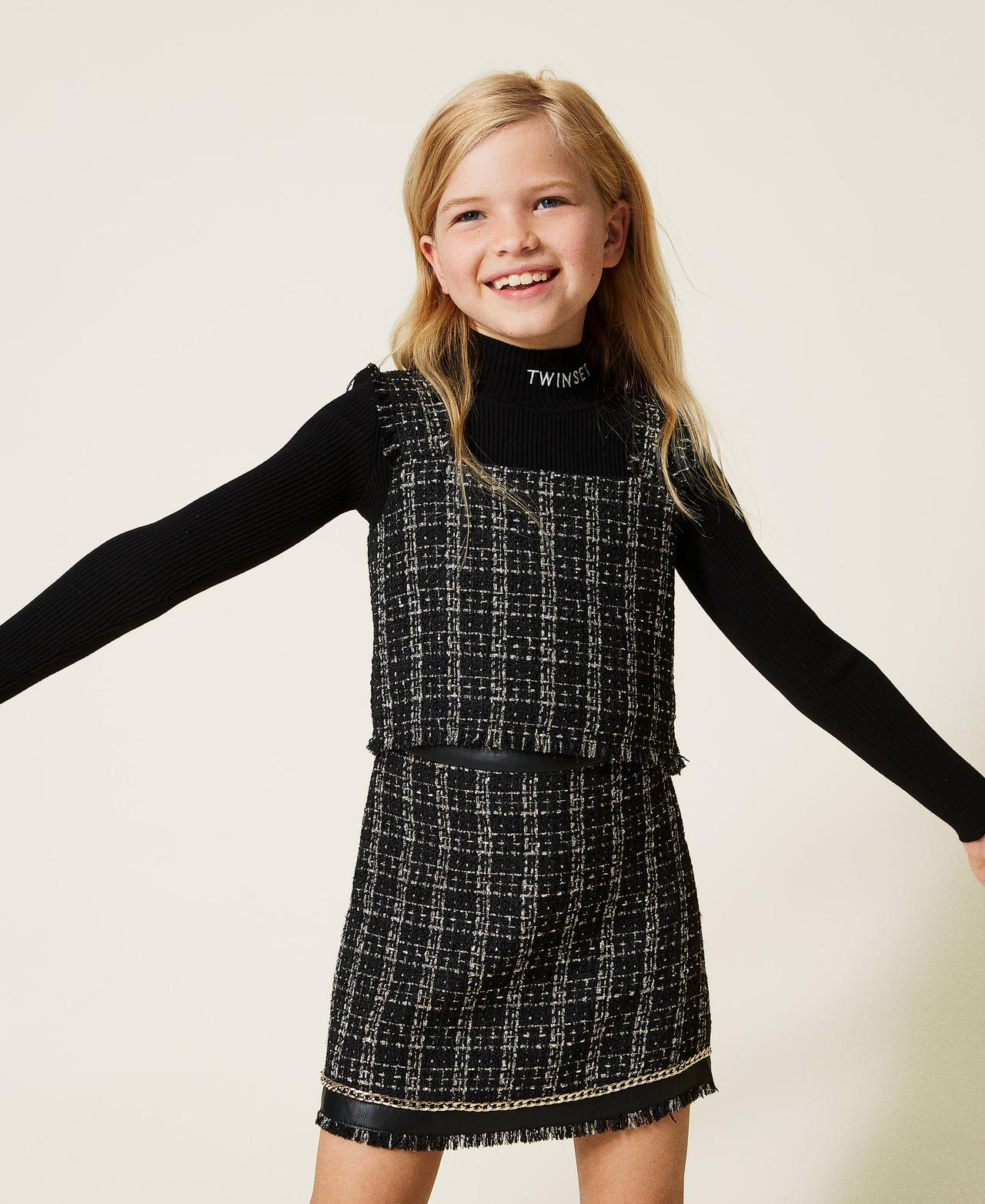 Gonna corta in tweed lurex