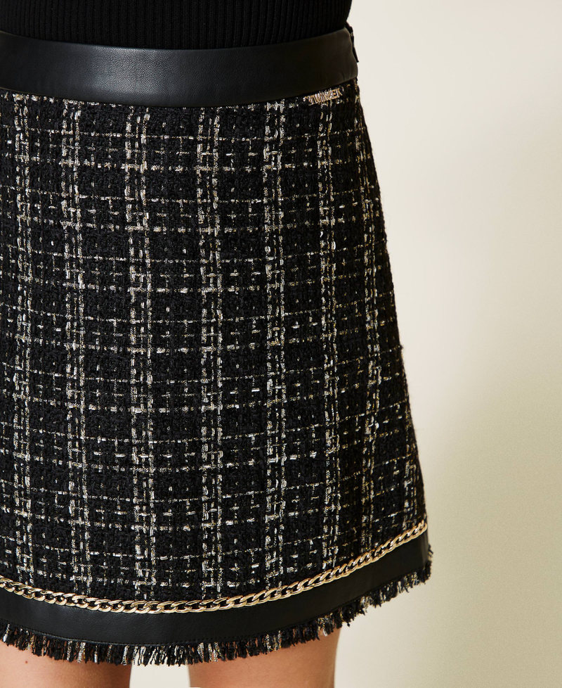 Короткая юбка из твида с люрексом Жаккард Черный Девочка 222GJ226D-04