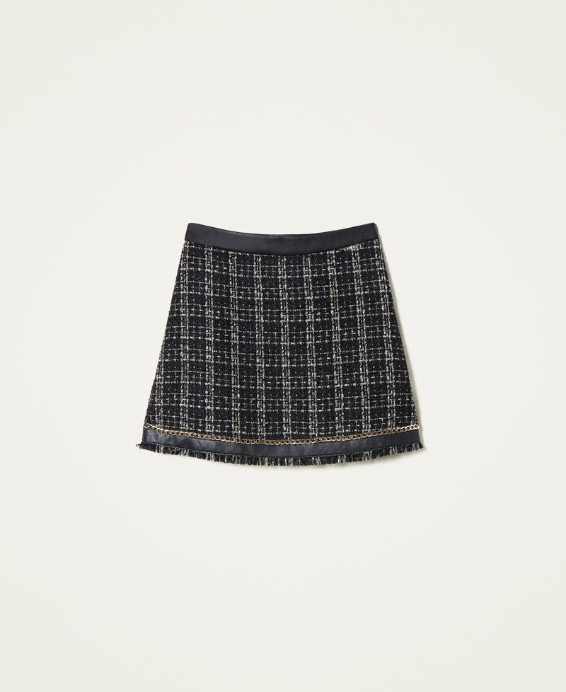 Lurex tweed short skirt Black Jacquard Girl 222GJ226D-0S