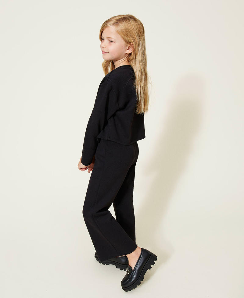Jacquard jumper and trousers with logo Black Girl 222GJ2271-02