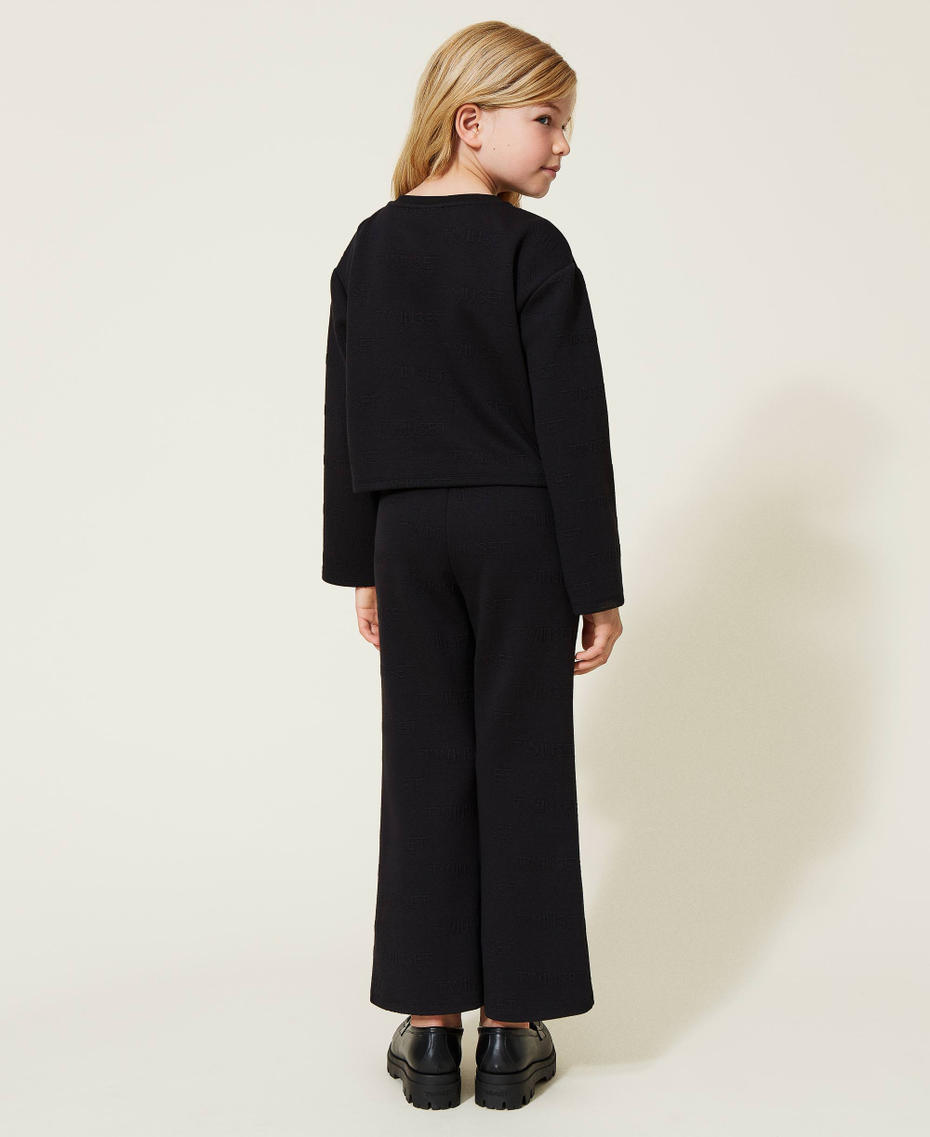 Jacquard jumper and trousers with logo Black Girl 222GJ2271-03