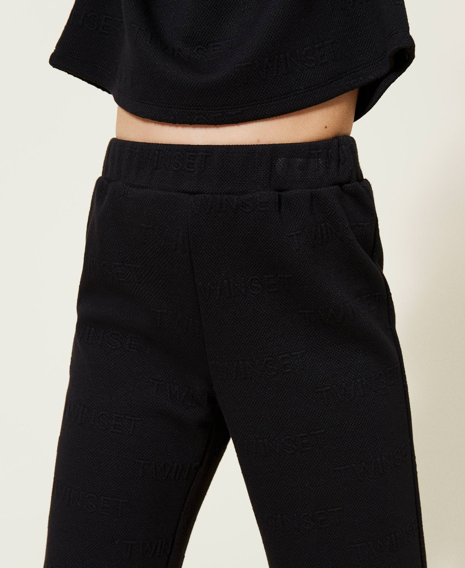 Jacquard jumper and trousers with logo Black Girl 222GJ2271-05