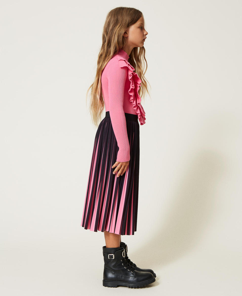Jupe plissee color block