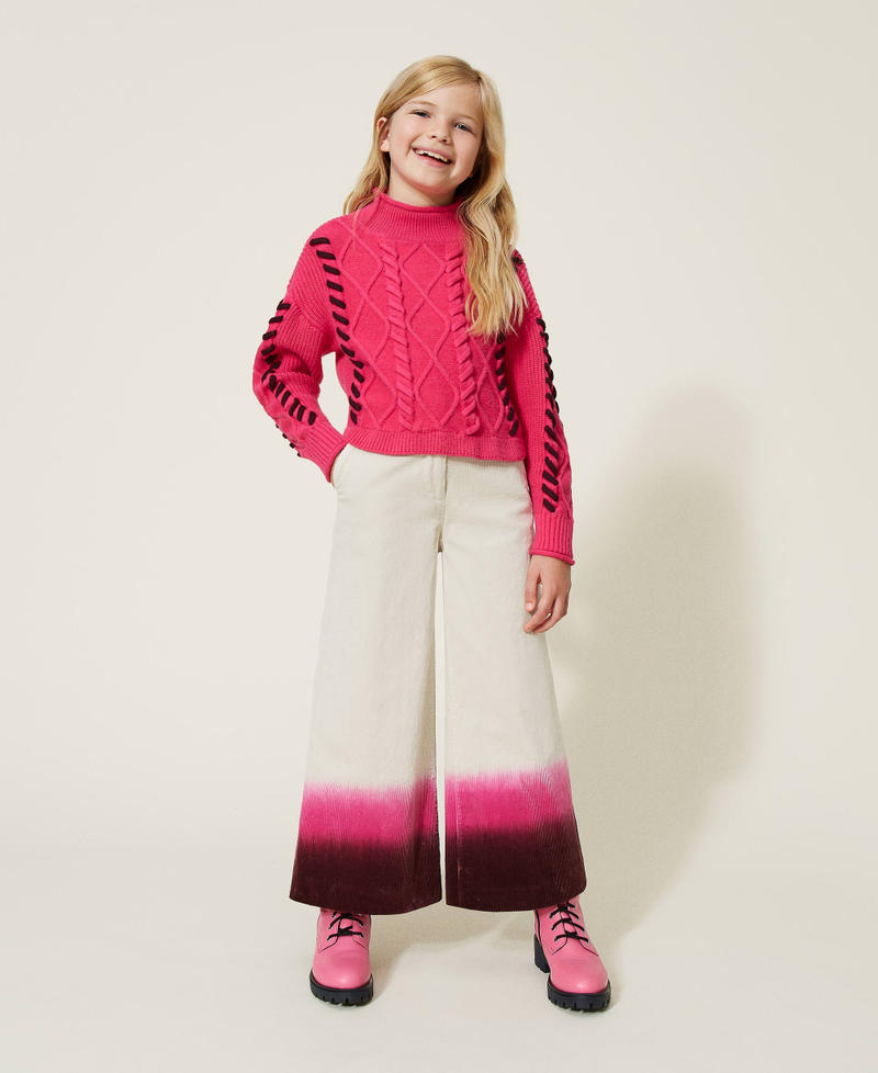 Pantaloni cropped in velluto tie-dye Multicolor Mirto / Silk Fucsia / Madreperla Bambina 222GJ2290-01