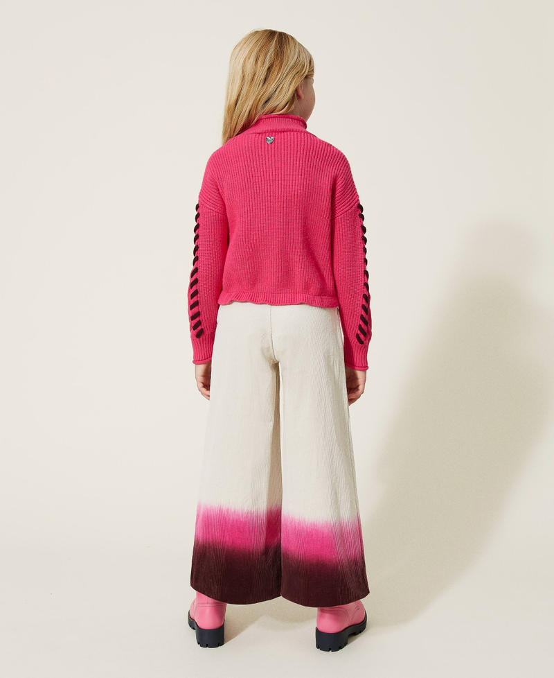 Pantaloni cropped in velluto tie-dye Multicolor Mirto / Silk Fucsia / Madreperla Bambina 222GJ2290-03