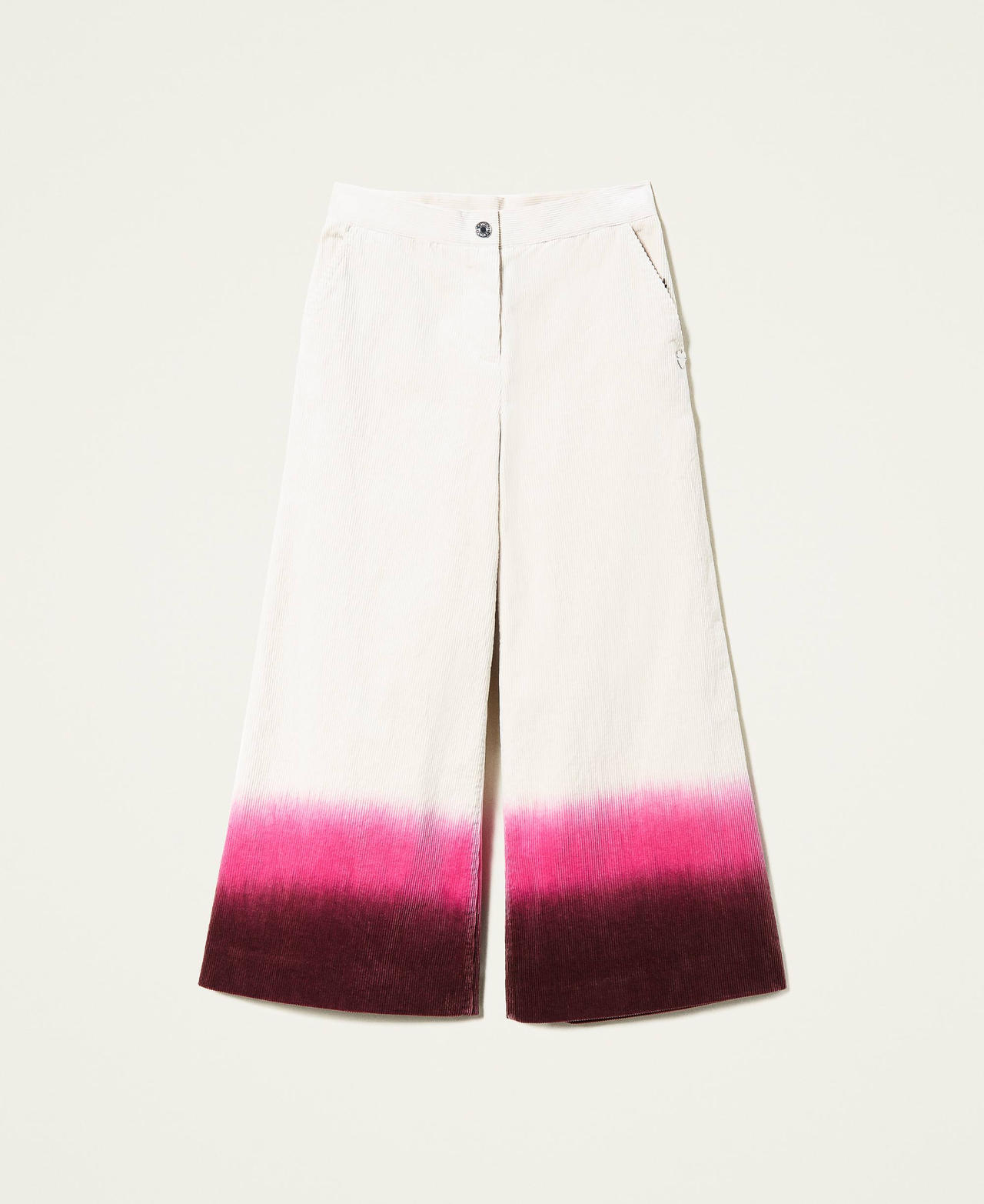 Pantaloni cropped in velluto tie-dye
