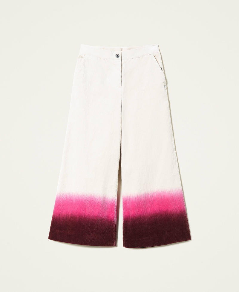 Cropped-Hose aus Samt mit Tie-Dye Multicolor Myrte / Silk-Fuchsia / Perlmutt Mädchen 222GJ2290-0S