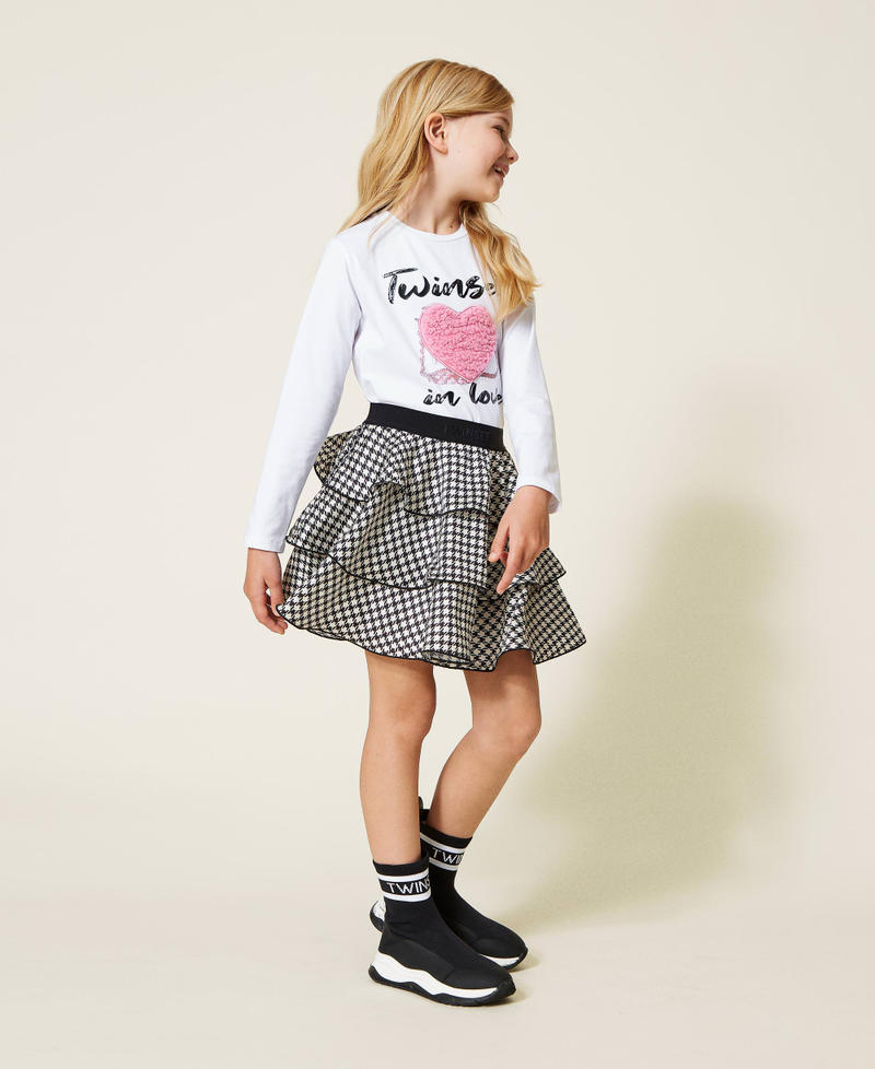 Houndstooth satin skirt