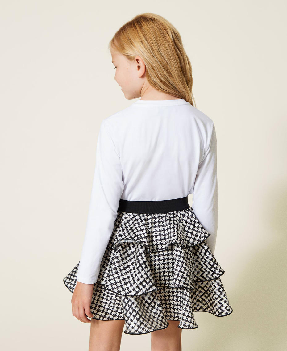 Houndstooth satin skirt
