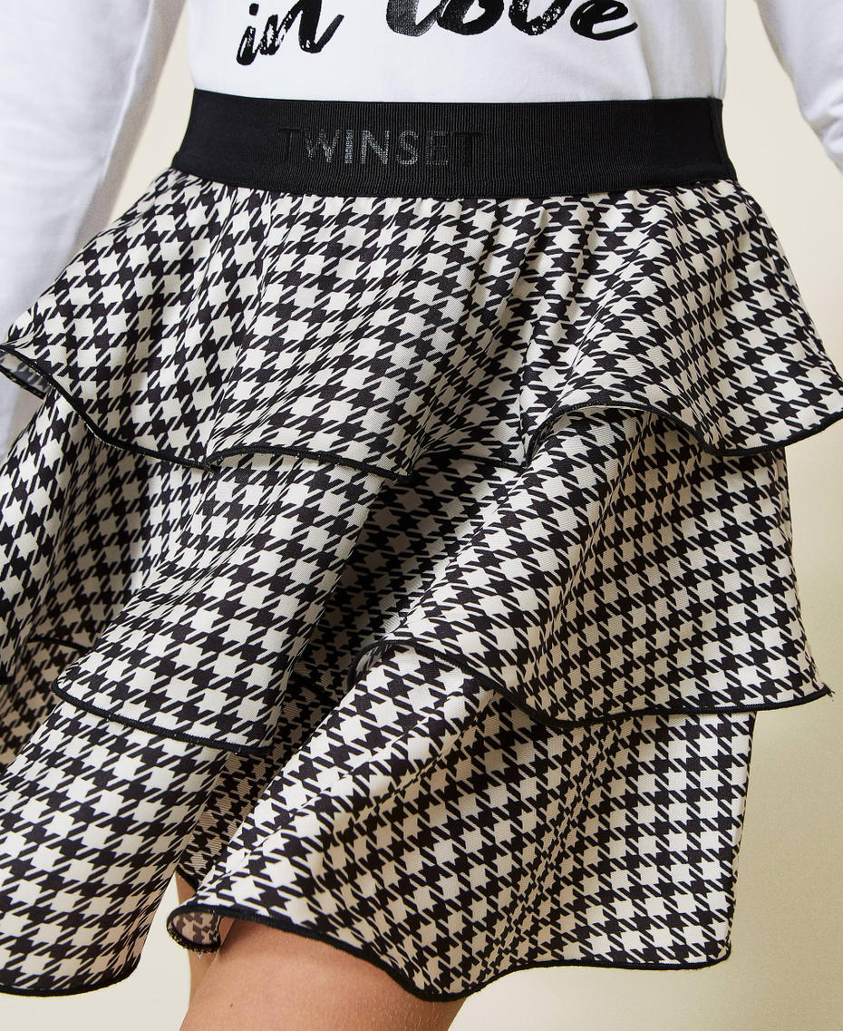 Houndstooth satin skirt
