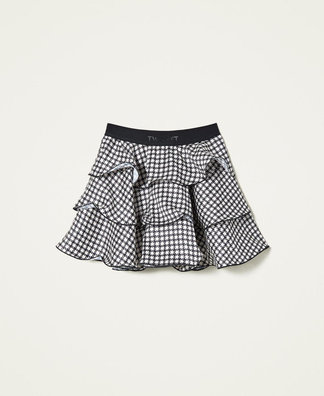 Houndstooth satin skirt