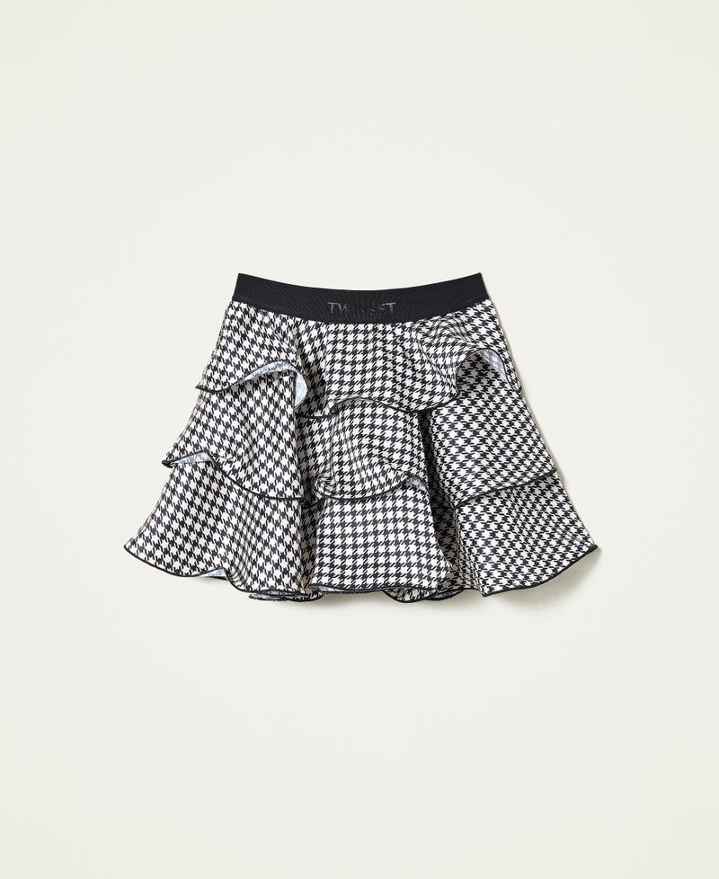Houndstooth satin skirt