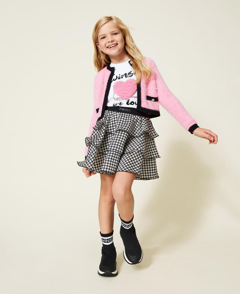 Houndstooth satin skirt