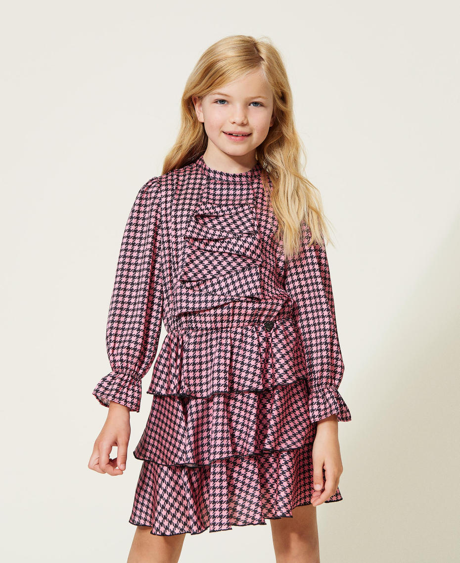 Houndstooth satin dress