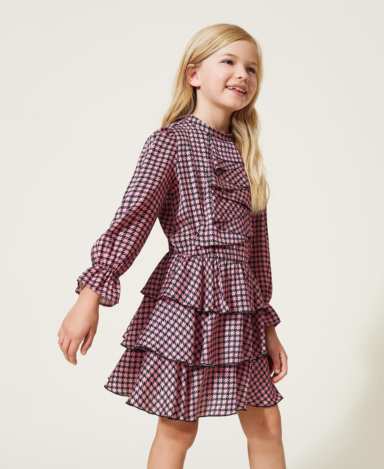 Houndstooth satin dress