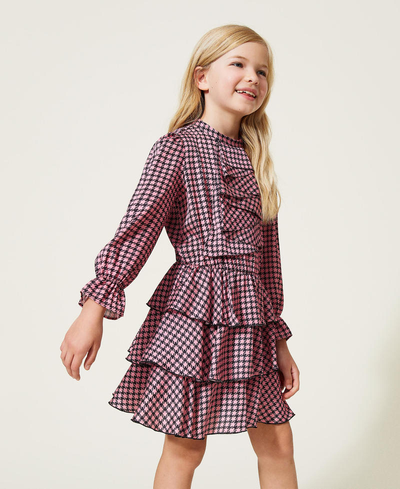 Houndstooth satin dress