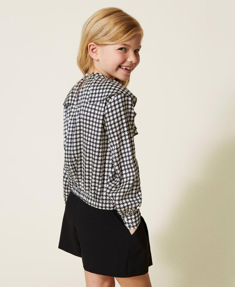 Houndstooth satin blouse