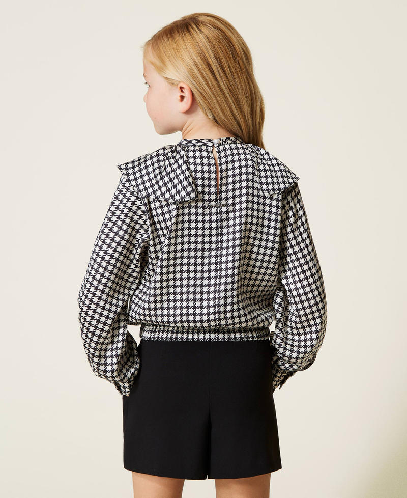 Houndstooth satin blouse