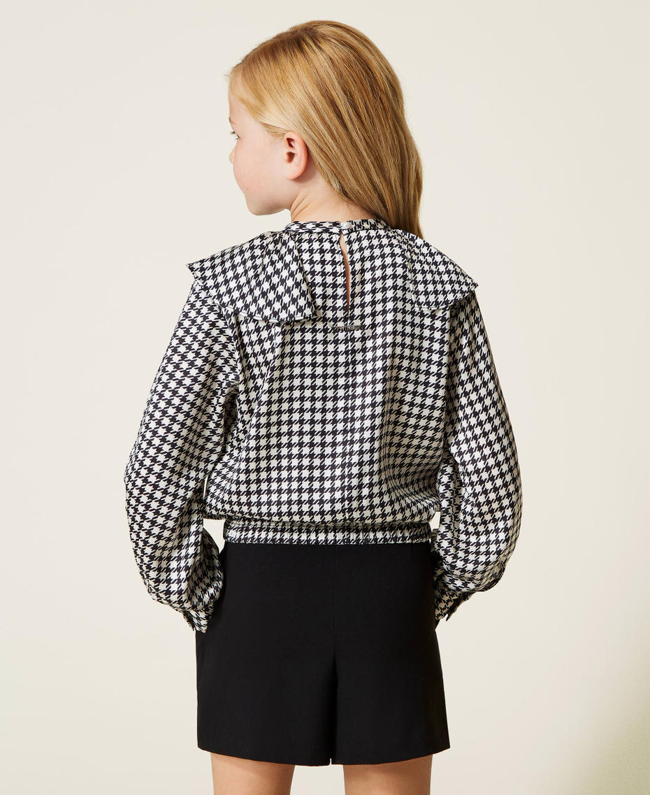 Houndstooth satin blouse