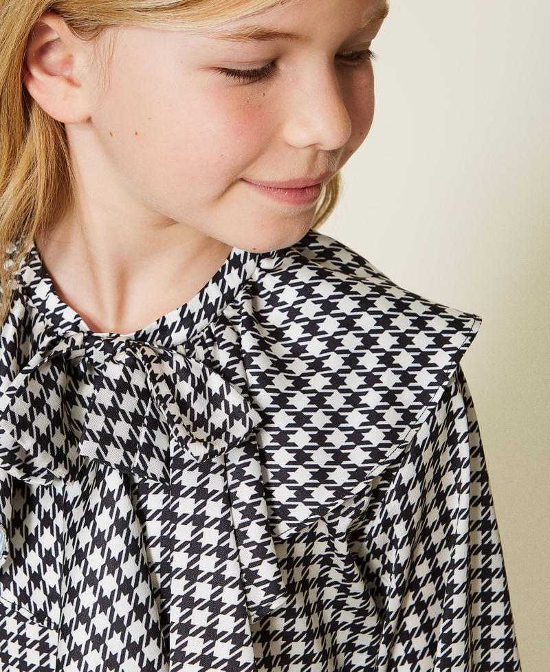 Houndstooth satin blouse