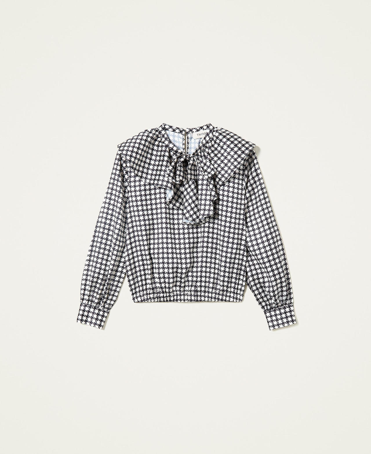 Houndstooth satin blouse