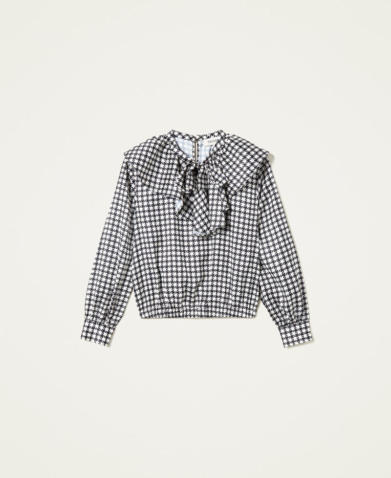 Houndstooth satin blouse