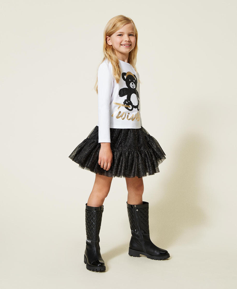 Gonna in tulle glitter Bambina Nero TWINSET Milano