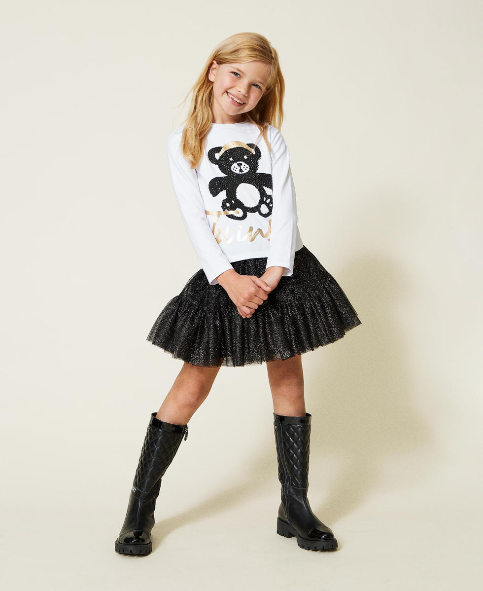 Gonna in tulle glitter Bambina Nero TWINSET Milano